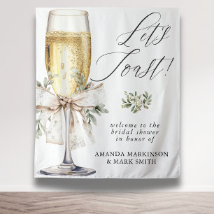 Champagne Let's Toast Winter Neutral Bridal Shower Tapestry