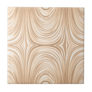 Champagne Light Brown Elegant Abstract Swirl Ceramic Tile