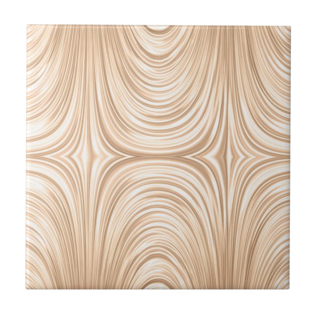 Champagne Light Brown Elegant Abstract Swirl Ceramic Tile (Front)