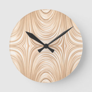 Champagne Light Brown Small Square Decorative Round Clock