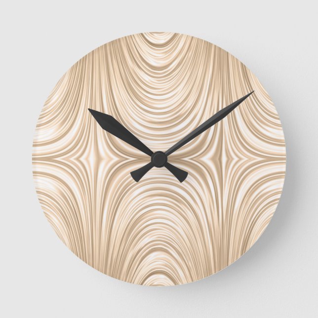 Champagne Light Brown Small Square Decorative Round Clock (Front)