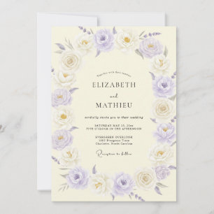 Champagne Lilac Peony Wedding Invitation