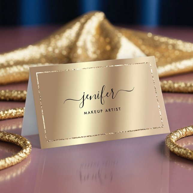 Champagne Luxury Gold Foil Monogram Elegant Business Card (Creator Uploaded)