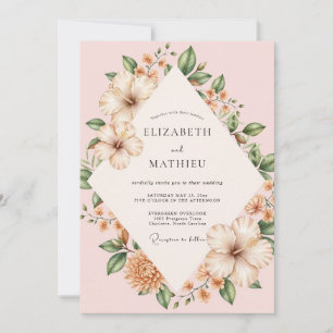 Champagne Magnolia Wedding Invitation