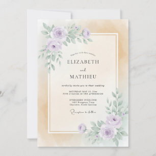 Champagne Mauve Painted Wedding Invitation