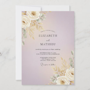 Champagne Mauve Pampas Eucalyptus Wedding Invitation