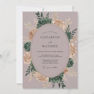 Champagne Mauve Wreath Wedding Invitation