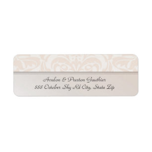 Champagne Metal Damask Wedding Address Label Return Address Label