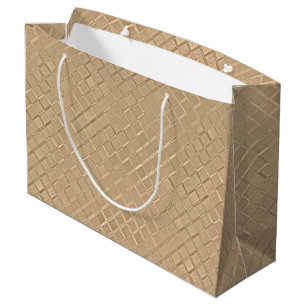 Champagne Metallic Diamond Patterns Large Gift Bag