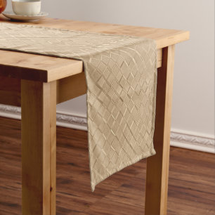 Champagne Metallic Diamond Patterns Short Table Runner