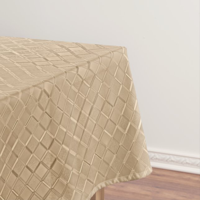 Champagne Metallic Diamond Patterns Tablecloth (In Situ)