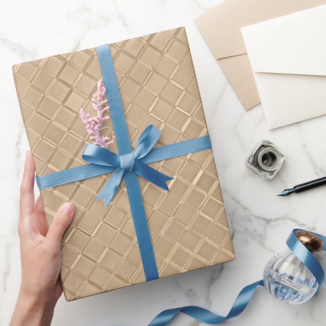 Champagne Metallic Diamond Patterns Wrapping Paper (Gifting)