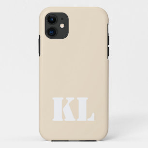 Champagne Metallic Solid Colour Minimalist Monogra iPhone 11 Case
