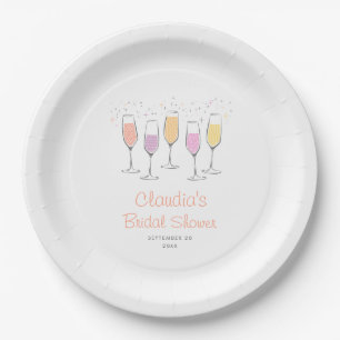 Champagne Mimosa Bellini Peach Bridal Shower Paper Plate