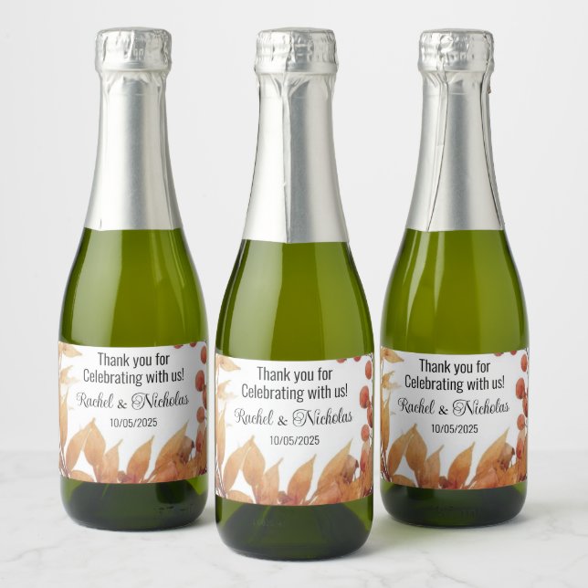 Champagne mini bottles favours personalised sparkling wine label (Bottles)