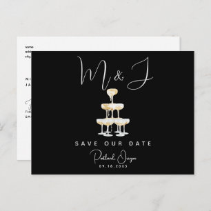 Champagne Modern Black Wedding Save the Date II Postcard