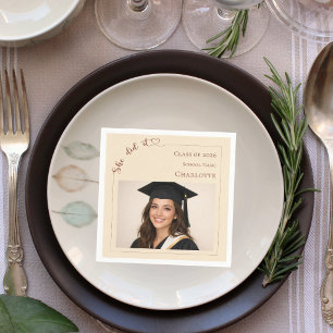 Champagne modern photo Graduation Party Napkin