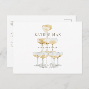 Champagne Modern Wedding Save the Date Postcard