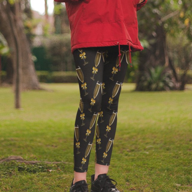 Champagne New Year Eve Celebration Black Leggings (Creator Uploaded)