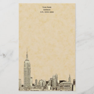 Champagne NYC Skyline Etched 01 Stationery