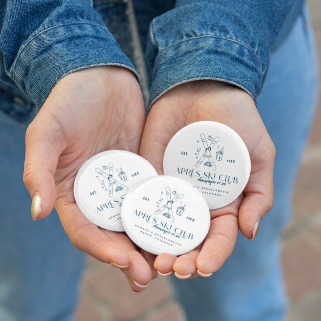 Champagne on Ice | Après Ski Winter Bachelorette 6 Cm Round Badge (Creator Uploaded)