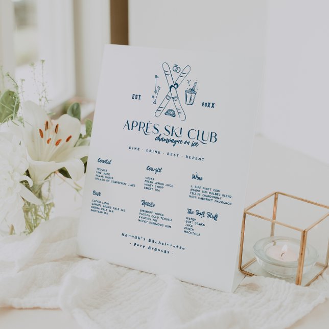 Champagne on Ice | Après Ski Winter Bachelorette  Pedestal Sign (Creator Uploaded)