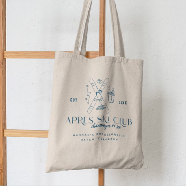 Champagne on Ice | Après Ski Winter Bachelorette Tote Bag (Creator Uploaded)