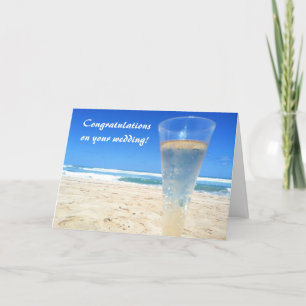 Champagne on the Beach Wedding Card