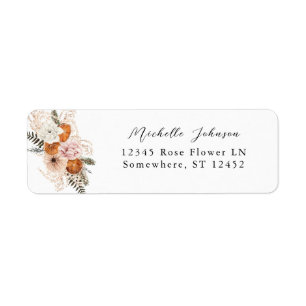 Champagne Orange Rustic Floral Return Address Return Address Label