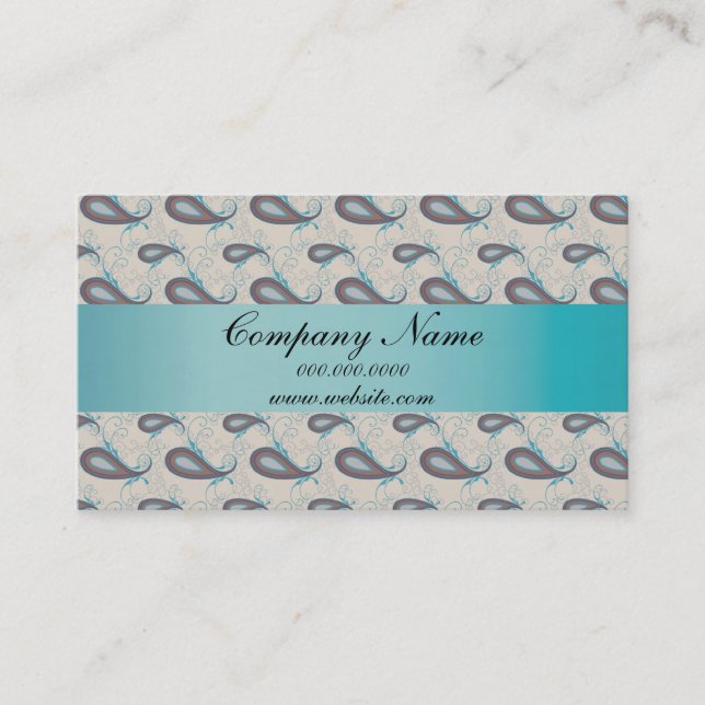 Champagne Paisley Pattern Business Card (Front)