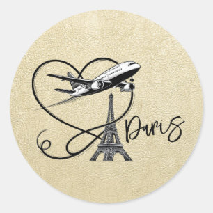 Champagne Paris Passport  Classic Round Sticker
