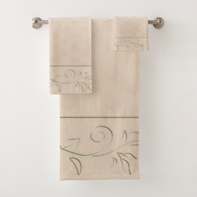Champagne Patterned Design Bath Towel Set (Insitu)