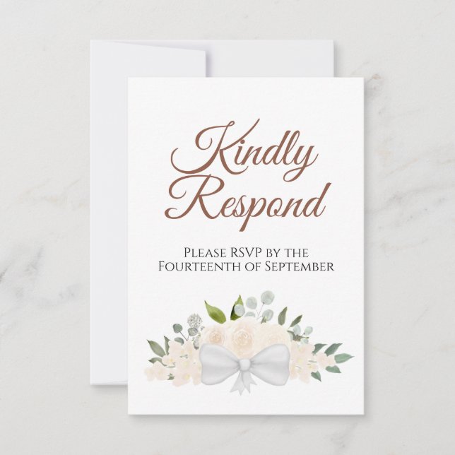 Champagne Peach Floral Kindly Respond Wedding RSVP Card (Front)