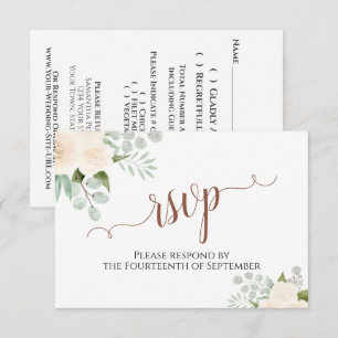 Champagne Peach Roses Elegant Boho Wedding RSVP Card