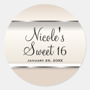 Champagne Pearl Shimmer Chic Wedding Party Favour Classic Round Sticker