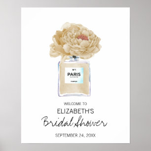 Champagne Peonies Floral Bridal Shower Welcome Poster