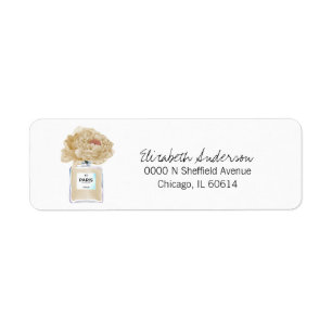 Champagne Peonies & Perfume Floral Bridal Address Return Address Label