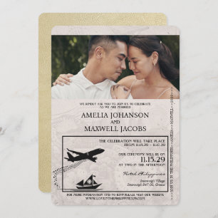 Champagne Philippines Passport Wedding Invitation