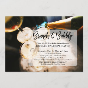 Champagne Photo Brunch & Bubbly Handwriting Invitation