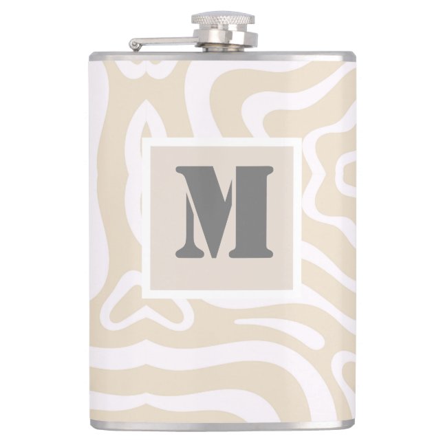 Champagne Pink Abstract Wave Pattern Hip Flask (Front)