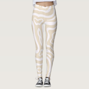 Champagne Pink Abstract Wave Pattern Leggings