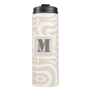 Champagne Pink Abstract Wave Pattern Thermal Tumbler