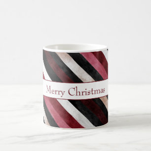 Champagne Pink Burgundy Black Stripes   Coffee Mug