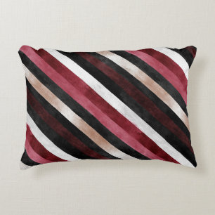 Champagne Pink Burgundy Black Stripes Decorative Cushion