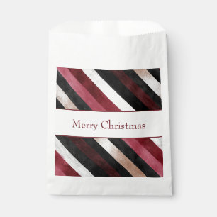 Champagne Pink Burgundy Black Stripes Favour Bag