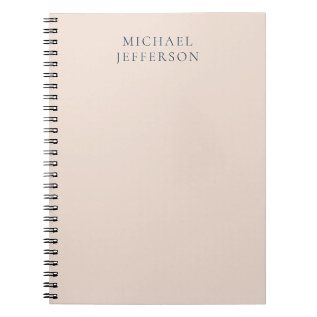 Champagne Pink Colour Minimalist Plain Modern Name Notebook (Front)