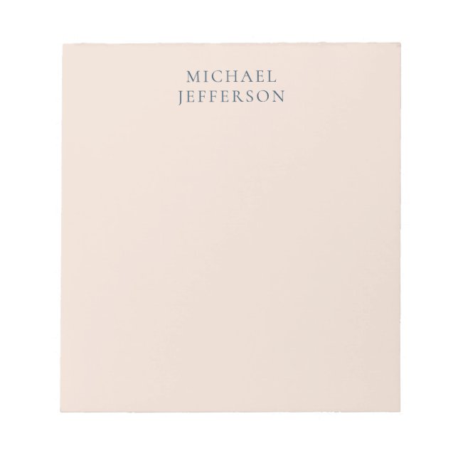 Champagne Pink Colour Minimalist Plain Modern Name Notepad (Front)
