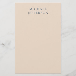 Champagne Pink Colour Minimalist Plain Modern Name Stationery