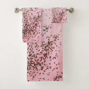 Champagne Pink Confetti  Bath Towel Set