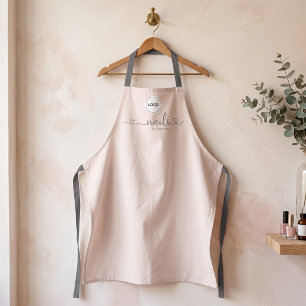 Champagne Pink Employee Your Logo Nail Tech Salon Apron